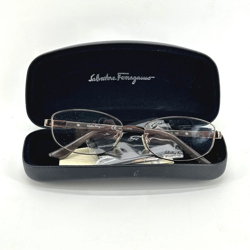 Salvatore‎ Ferragamo Eyeglasses Women 52-16-135 Brown FE2521A Titanium Japan NEW
